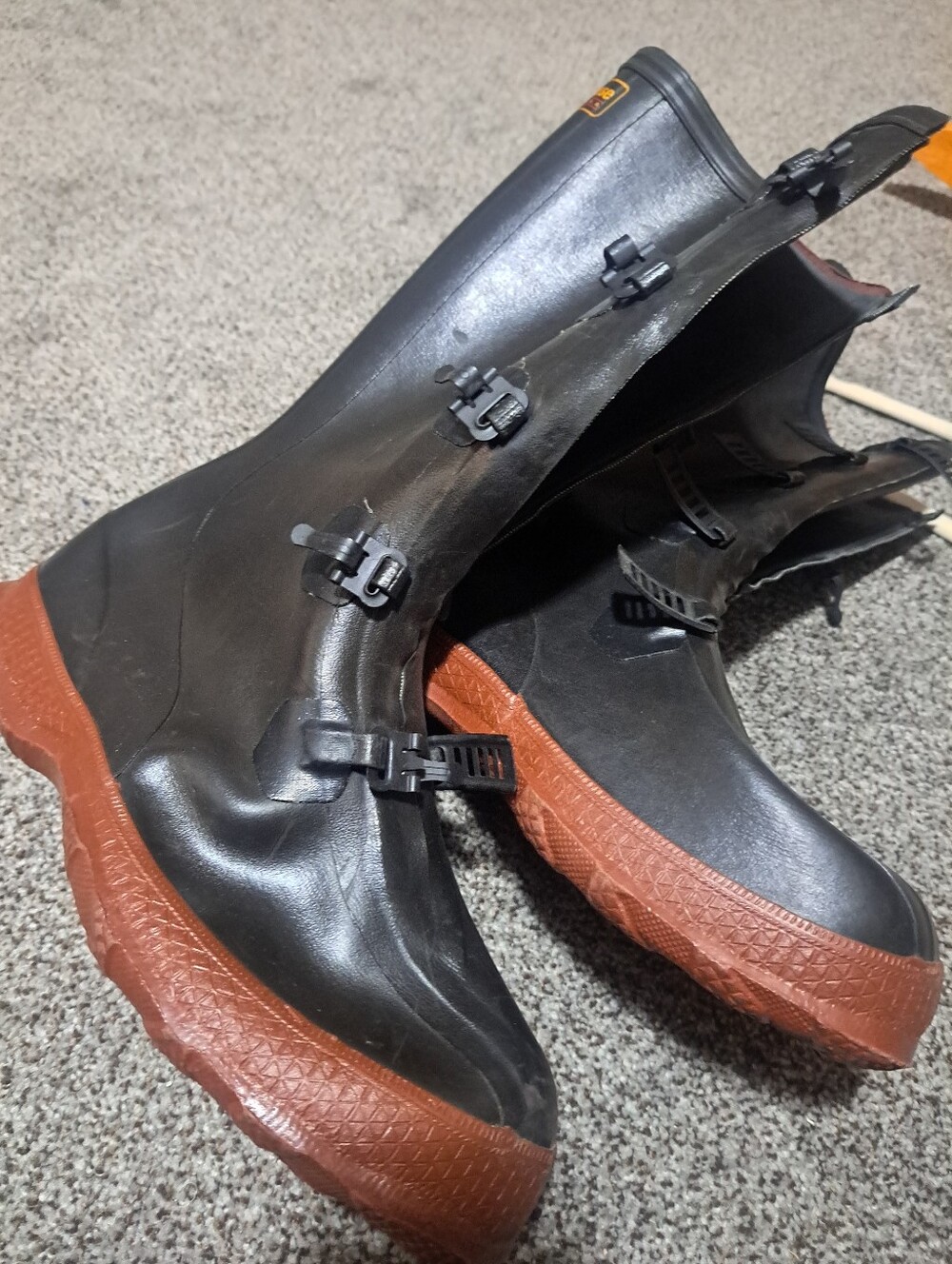 LaCrosse Black Rubber Rain & Snow Boots with Brown Outsole
